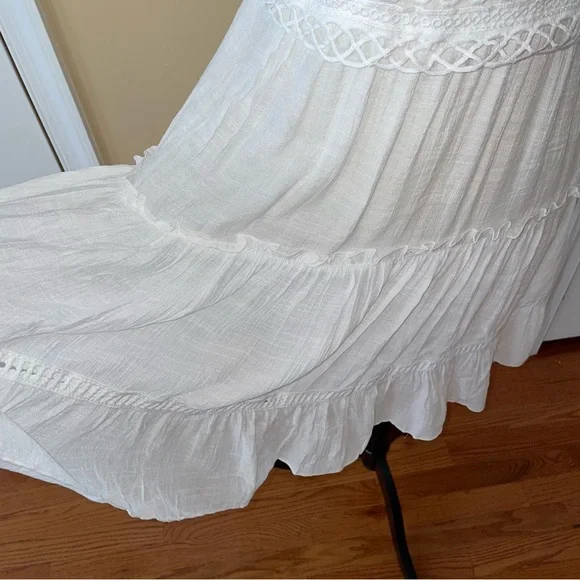 White Crochet Top Backless Mini Beach Coverup Dress - Picture 5 of 8